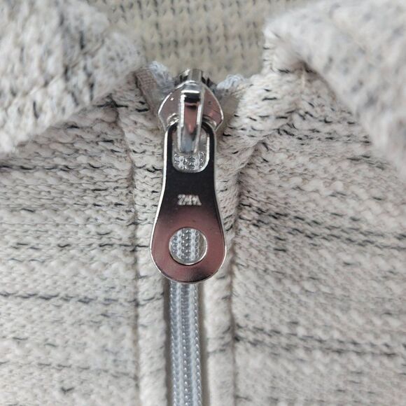 Zara Jacket Tweed Cream Blazer Zip Up Zipper Pockets Long Sleeves Knit Large - Picture 4 of 7